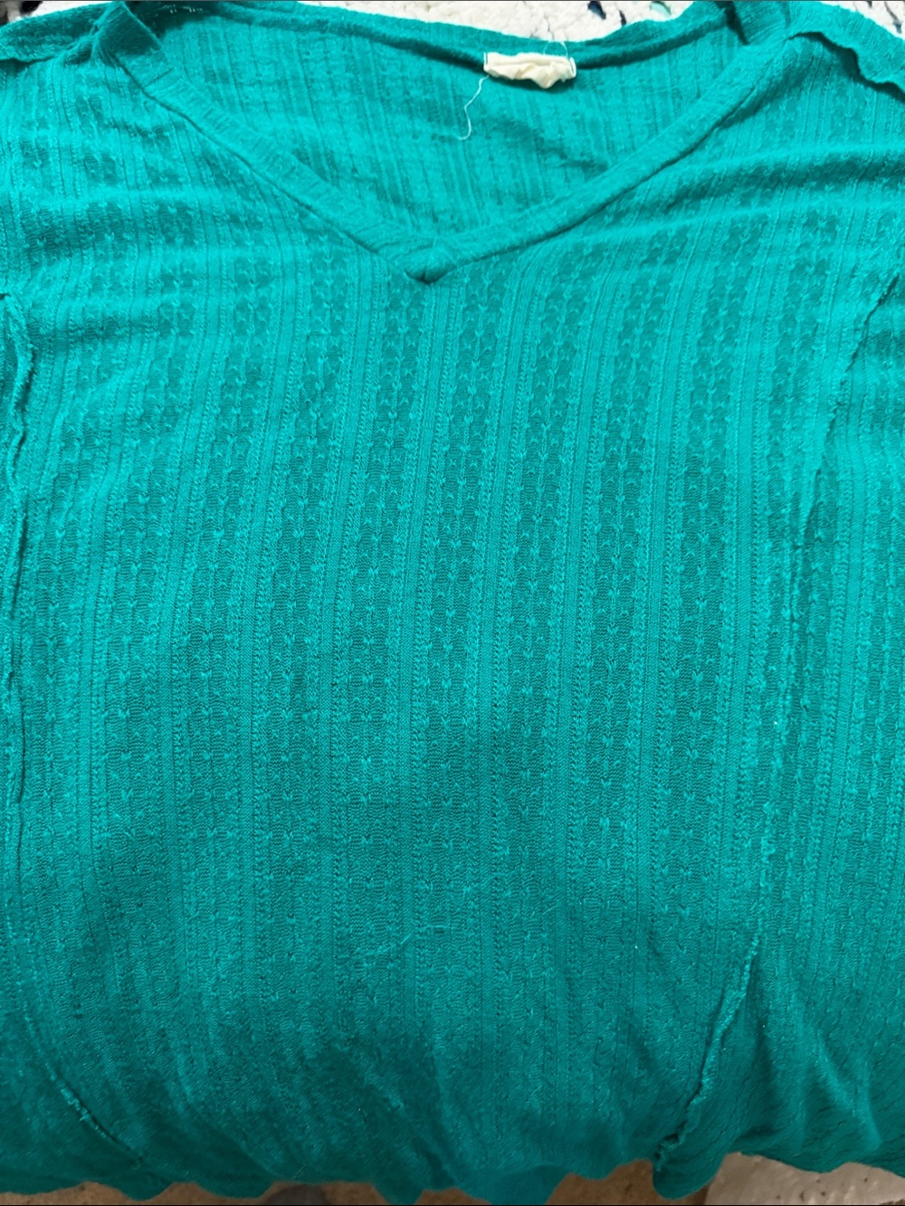 1.4.3. Story by Line Up Teal V-Neck Short Sleeve Top
